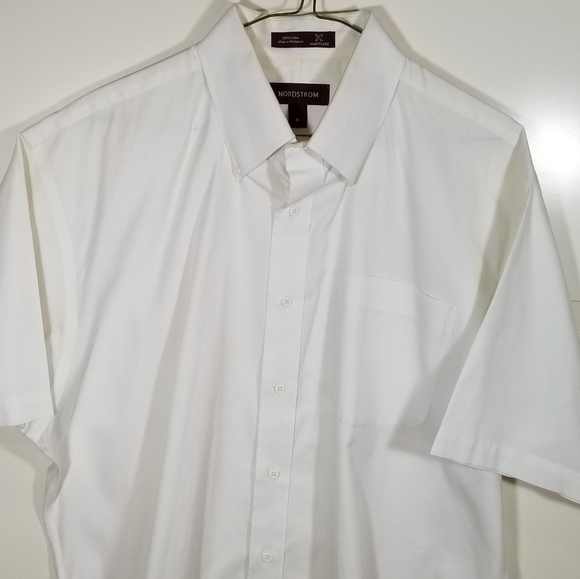 Nordstrom Smartcare White Short Sleeve Shirt 16 - Picture 14 of 16